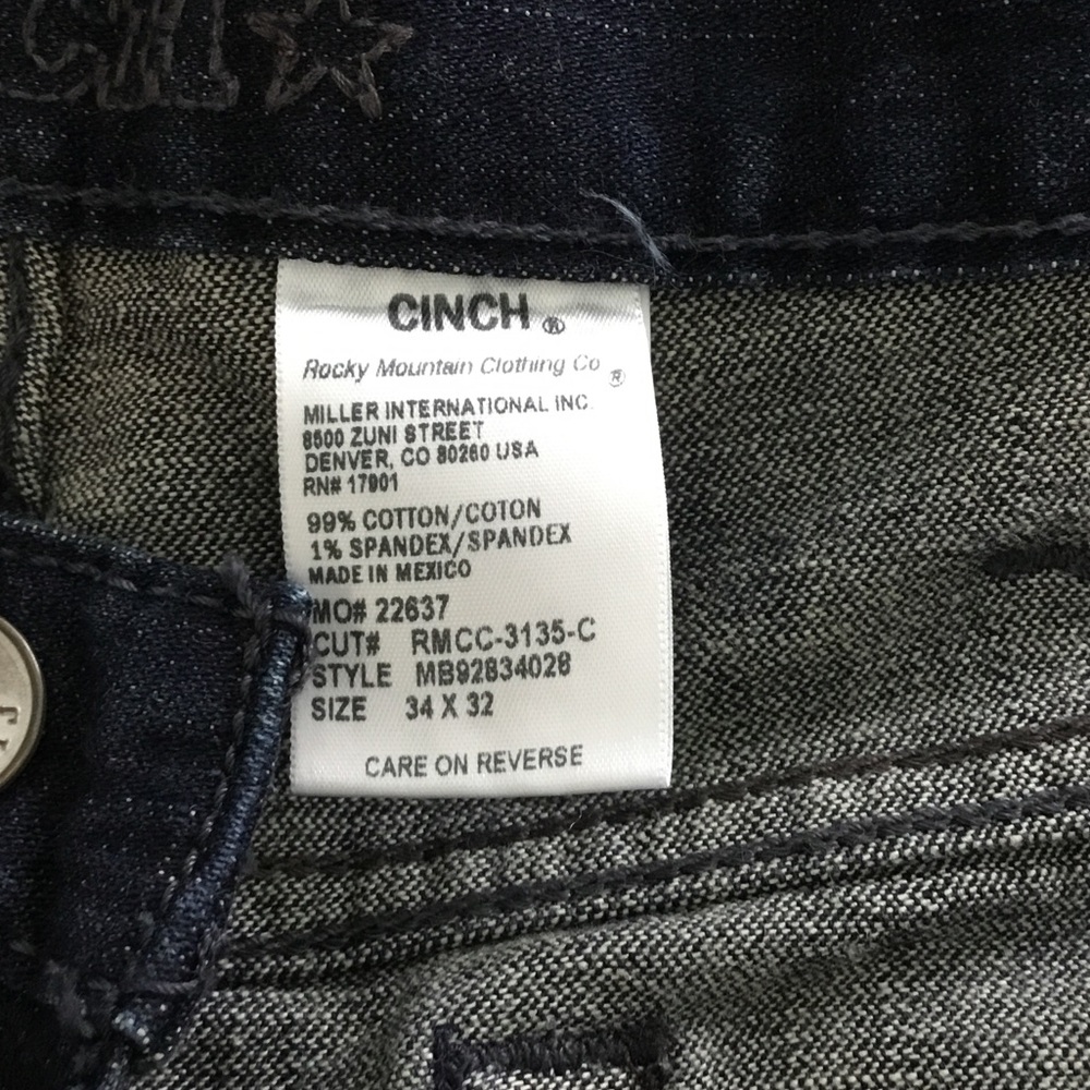 Cinch Dark Blue Denim Jeans with Contrast Pocket Lining - Picture 3 of 7
